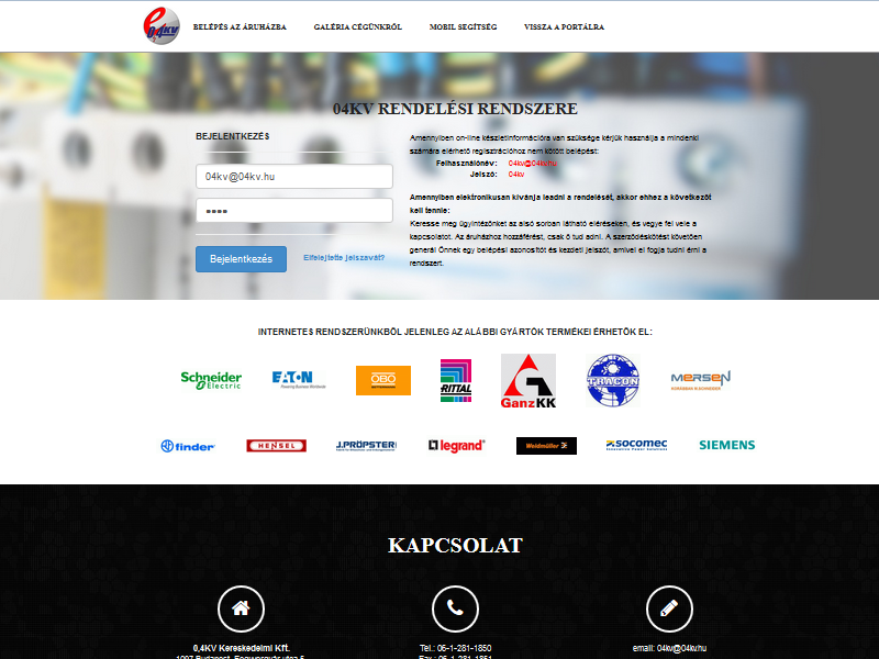 e04kv.hu online készletinformáció és rendelési rendszer